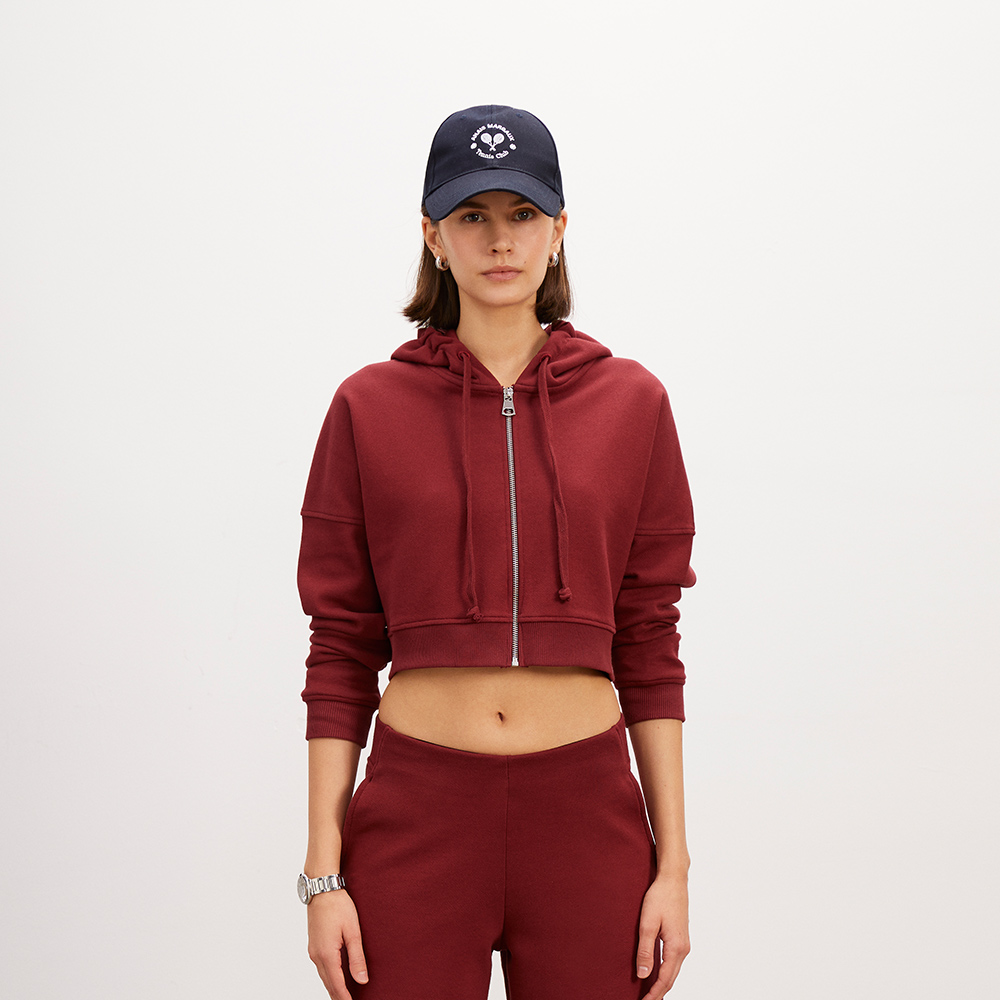 Full Zip Relaxed Crop Hoodie