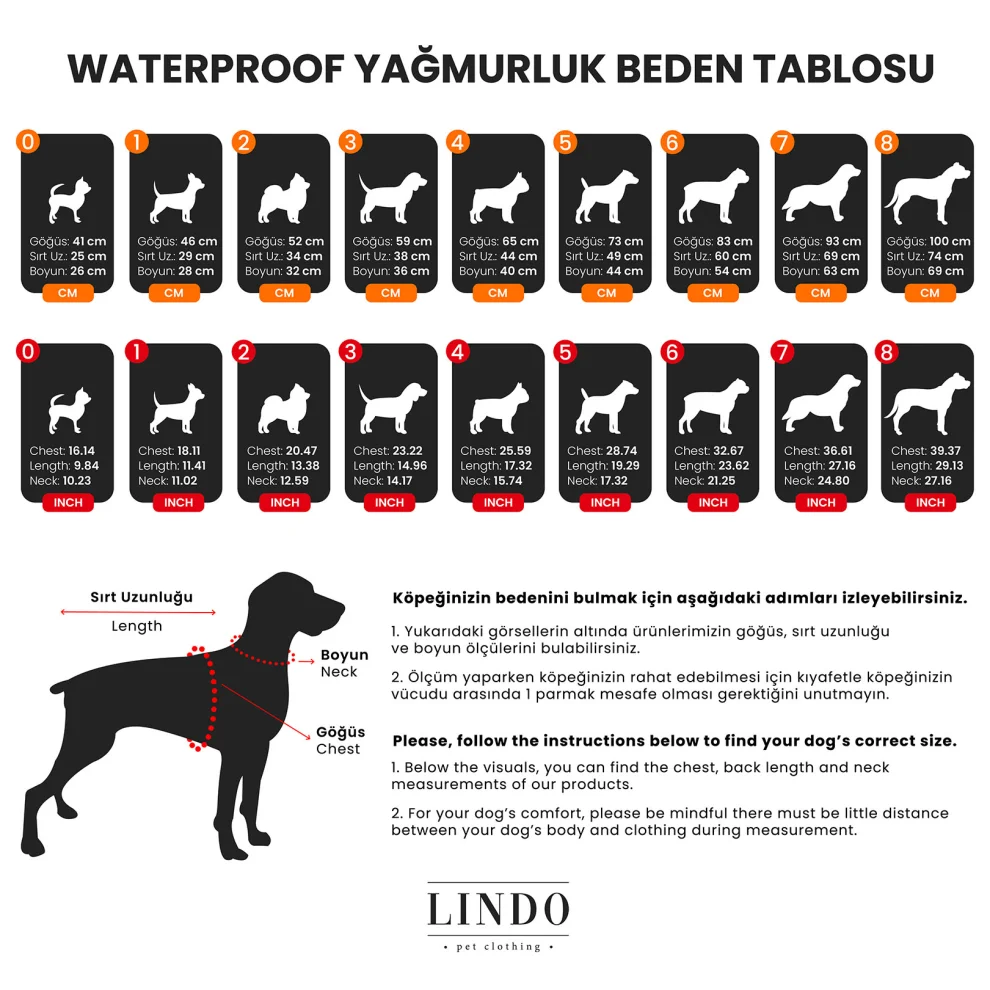 Lindodogs - Aqua Black Köpek Yağmurluğu