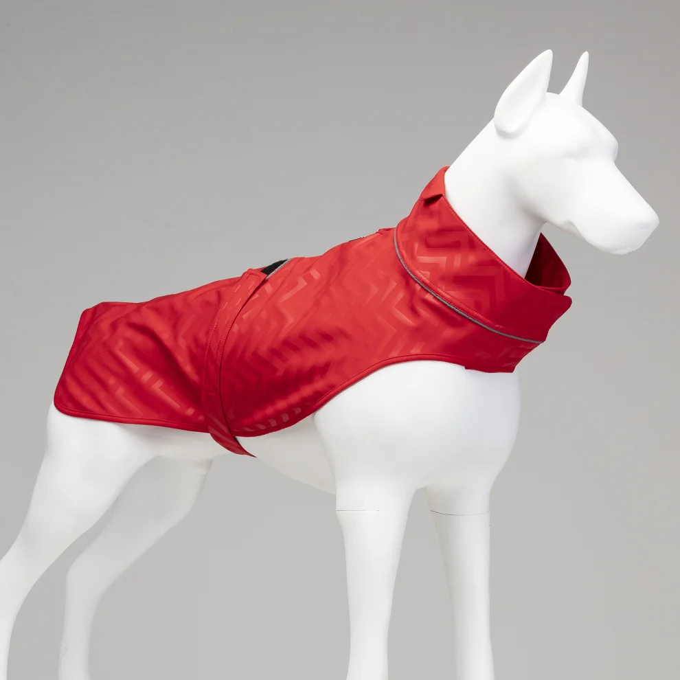 Lindodogs - Softshell Red Stripe Dog Raincoat