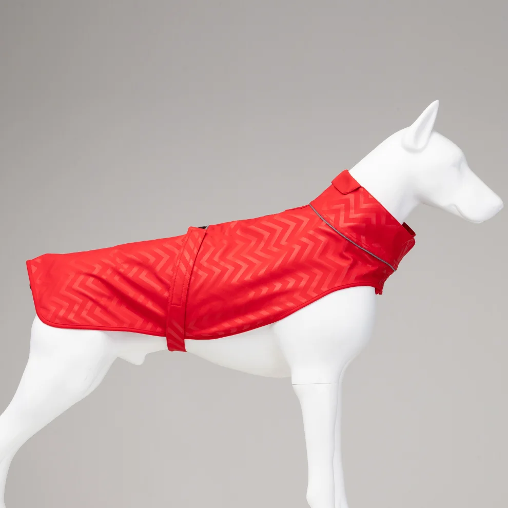 Lindodogs - Softshell Red Stripe Köpek Yağmurluğu