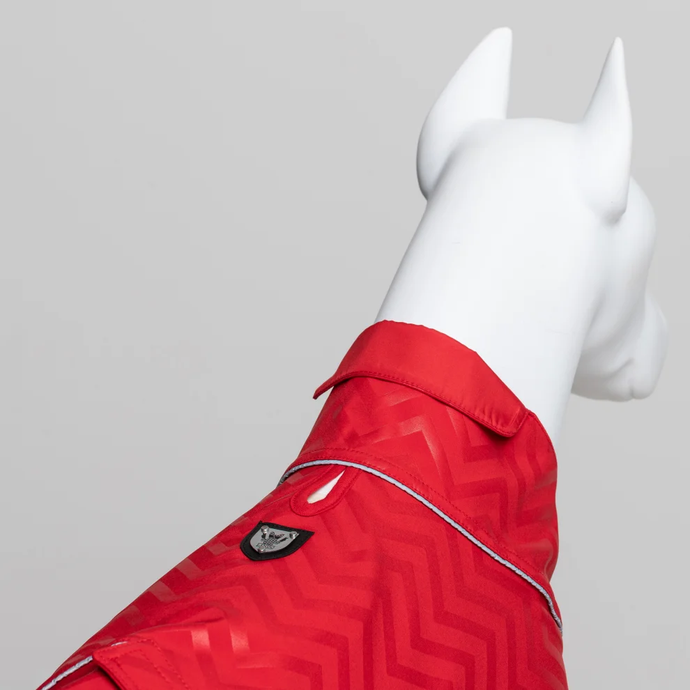 Lindodogs - Softshell Red Stripe Dog Raincoat