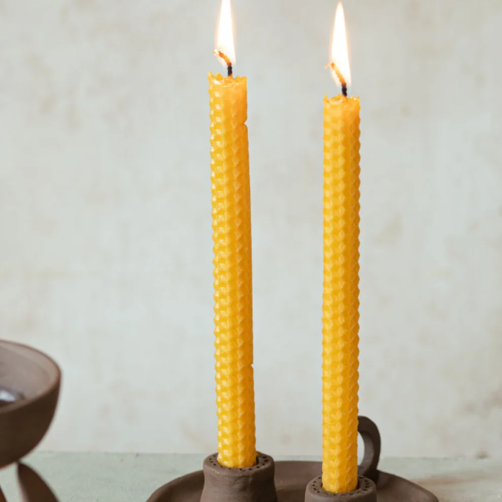 Root Aromaterapi - Slim Shape Rolled Natural Beeswax Candles ( 8 Pcs )