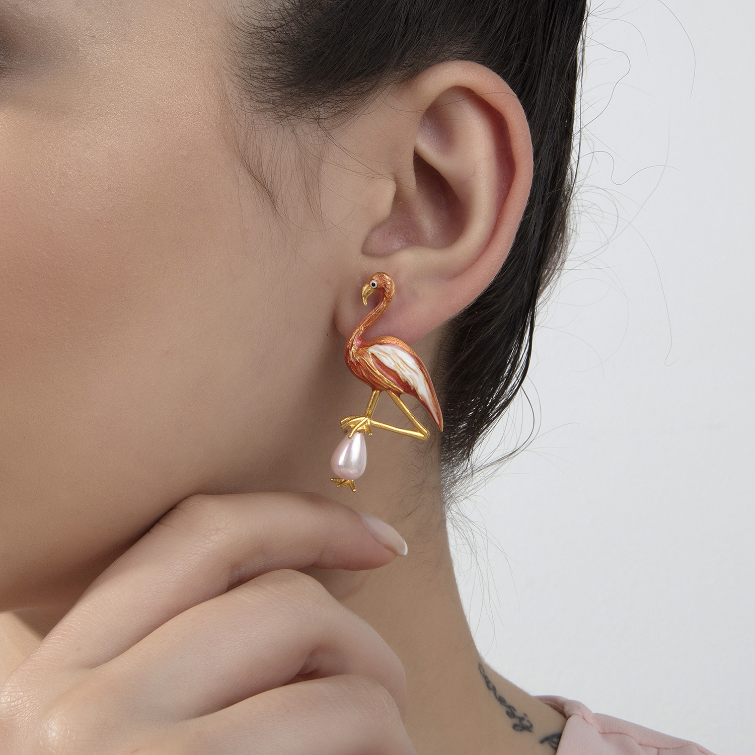 Gold on sale flamingo earrings