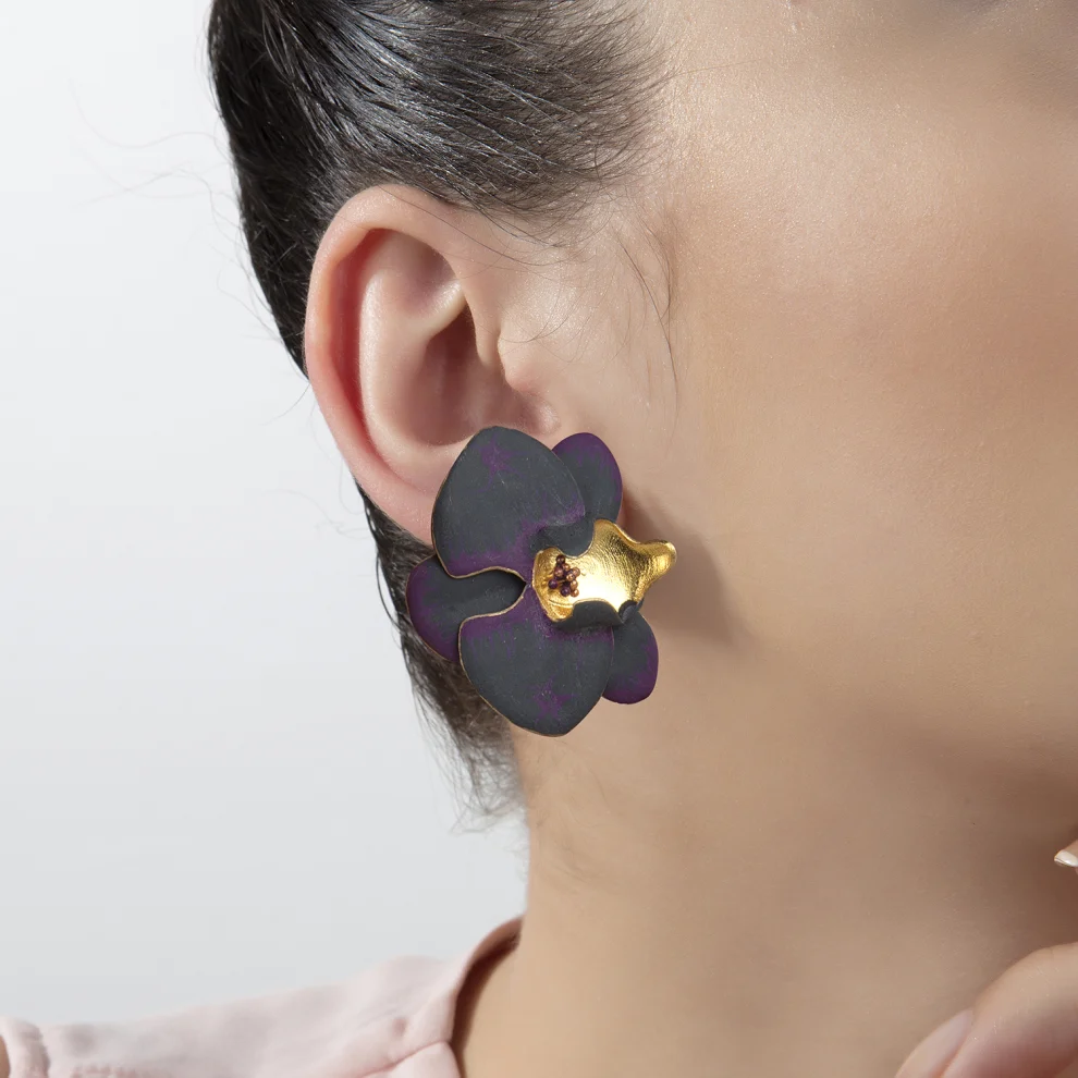Milou Jewelry - Orkide Çiçek Küpe