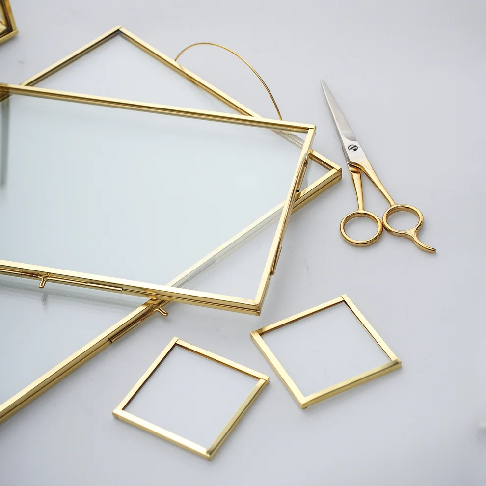 El Crea Designs - Brass Tray Ring Box Scissors Engagement Set