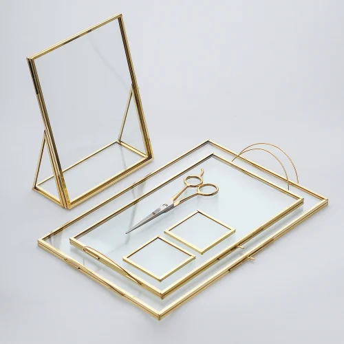 El Crea Designs - Brass Tray Ring Box Scissors Engagement Set