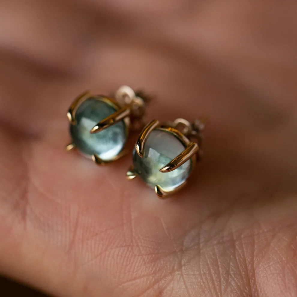 The Anoukis - 14 Ayar Blue Topaz Stud Küpe