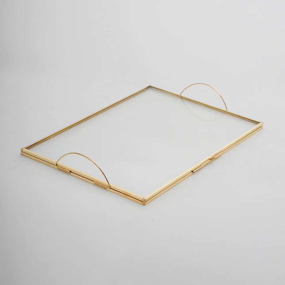 El Crea Designs - Raw Brass Glass Groom Coffee Serving Tray