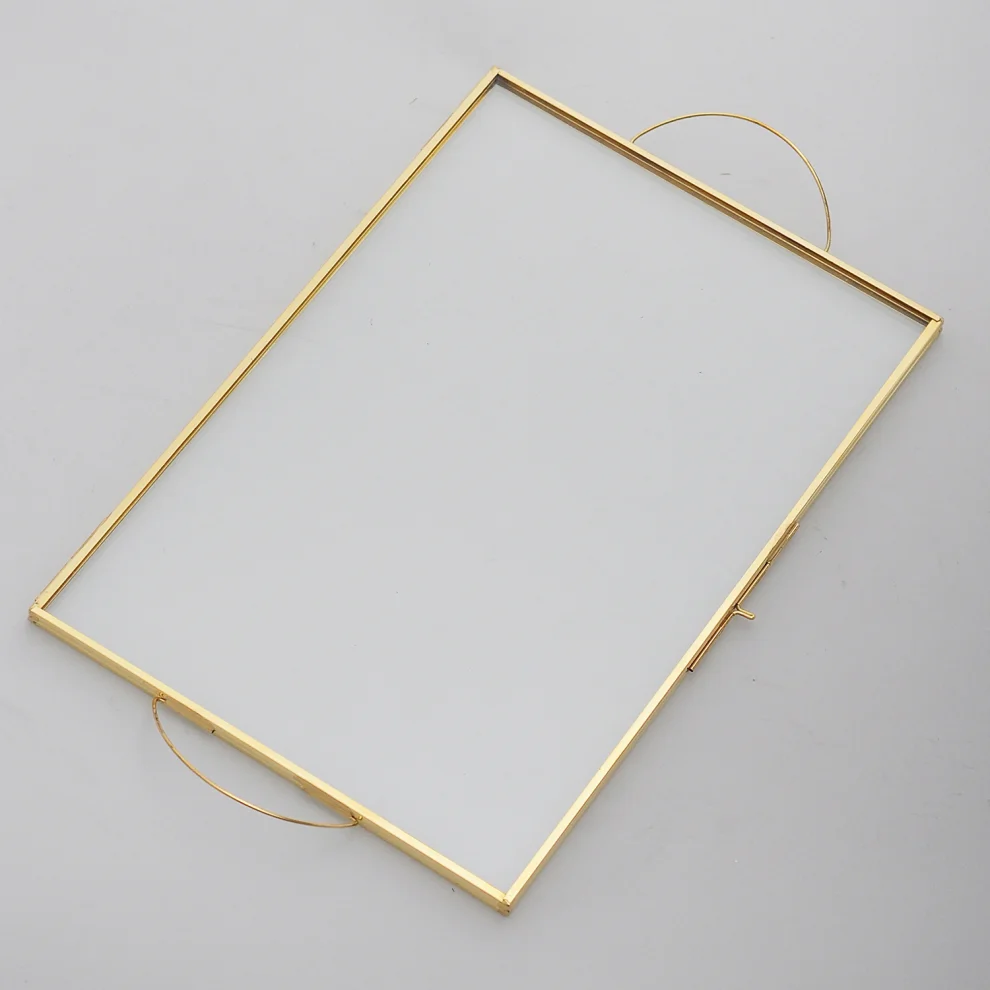 El Crea Designs - Raw Brass Glass Groom Coffee Serving Tray