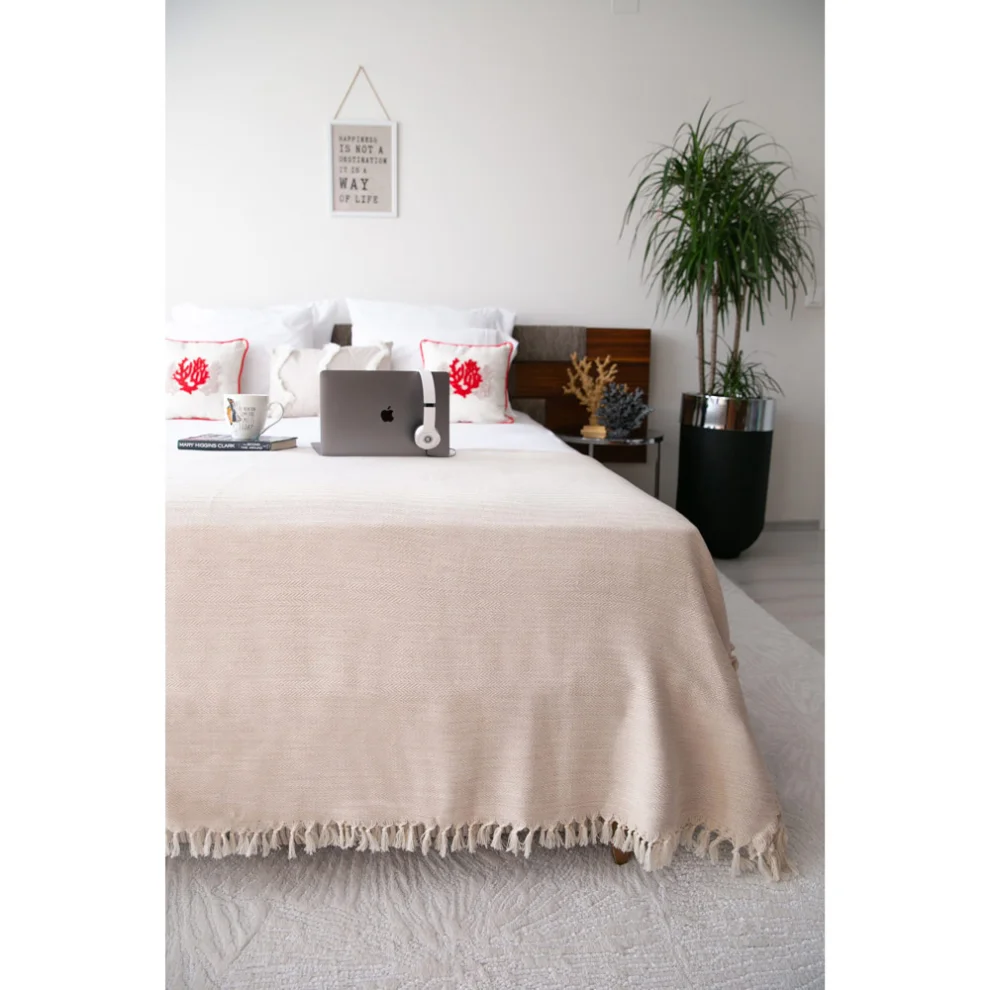 Aliva - Leto Handloomed 100% Cotton Queen Size Pique- Bedspread- Throw 200x240 Cm