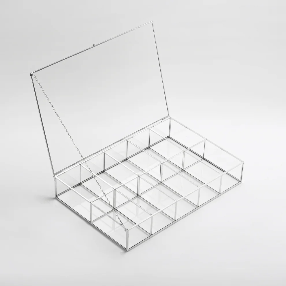 El Crea Designs - Glass Covered Box Jewelry Organizer 10 Sections