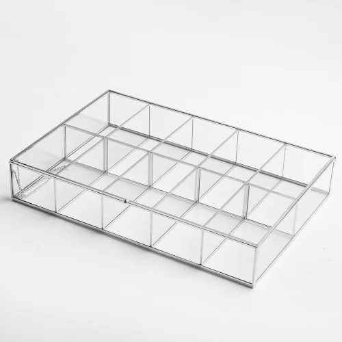 El Crea Designs - Glass Covered Box Jewelry Organizer 10 Sections