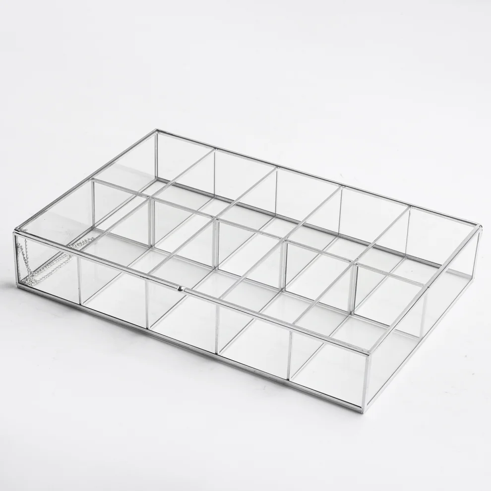 El Crea Designs - Glass Covered Box Jewelry Organizer 10 Sections