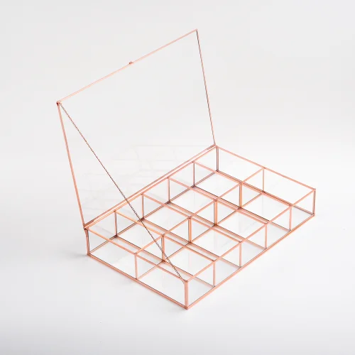 El Crea Designs - Glass Covered Box Jewelry Organizer 10 Sections