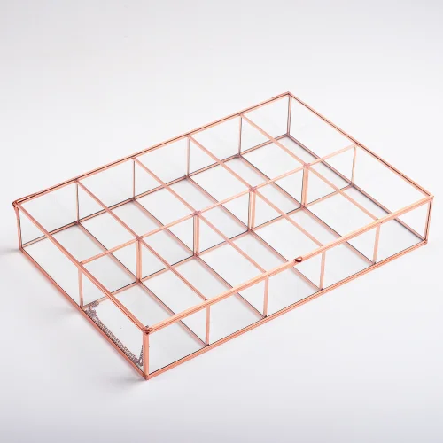 El Crea Designs - Glass Covered Box Jewelry Organizer 10 Sections