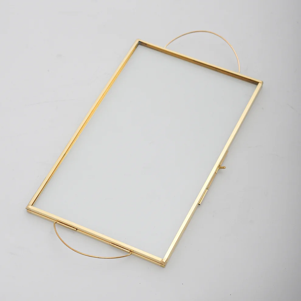 El Crea Designs - Raw Brass Glass Groom Coffee Serving Tray