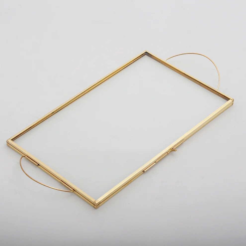 El Crea Designs - Raw Brass Glass Groom Coffee Serving Tray