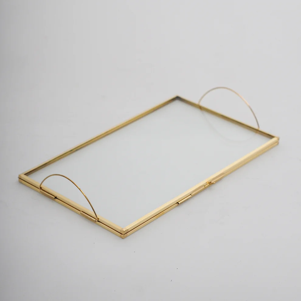 El Crea Designs - Raw Brass Glass Groom Coffee Serving Tray