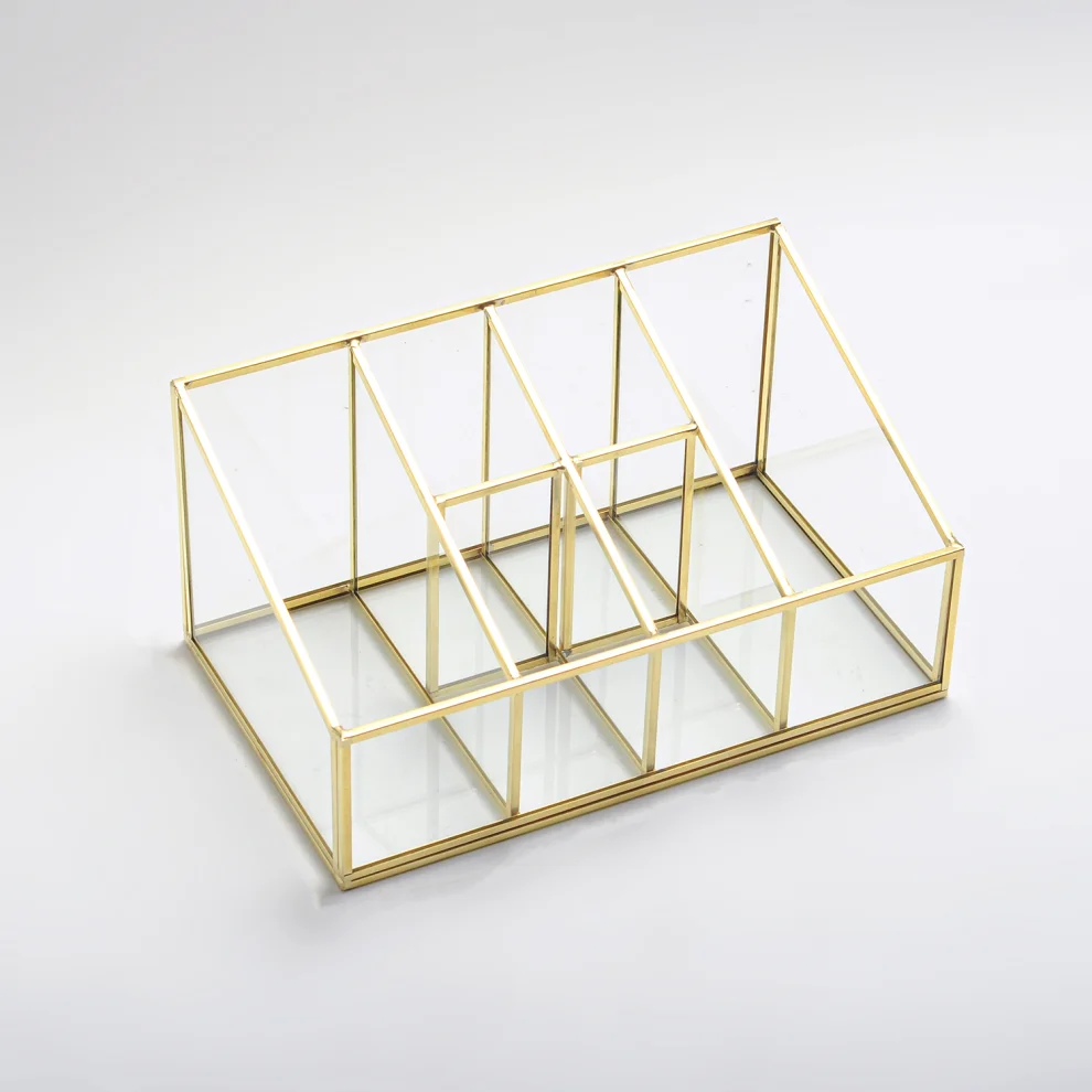 El Crea Designs - Glass Makeup Organizer 6 Sections