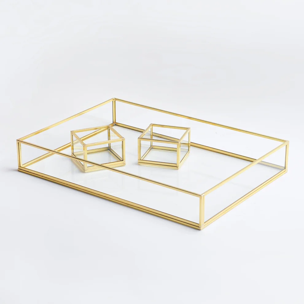 El Crea Designs - Raw Brass Glass Engagement Set