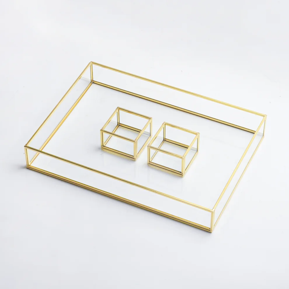 El Crea Designs - Raw Brass Glass Engagement Set