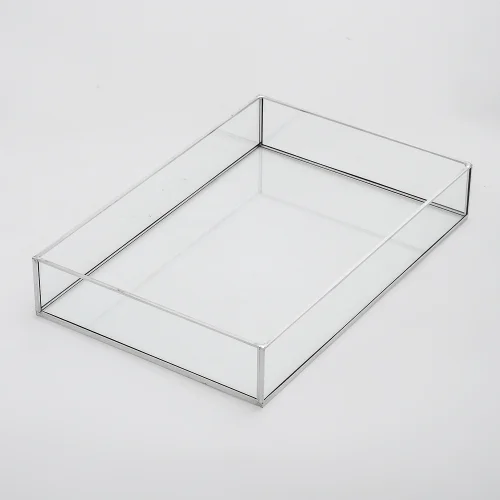 El Crea Designs - Silver Glass Serving Tray