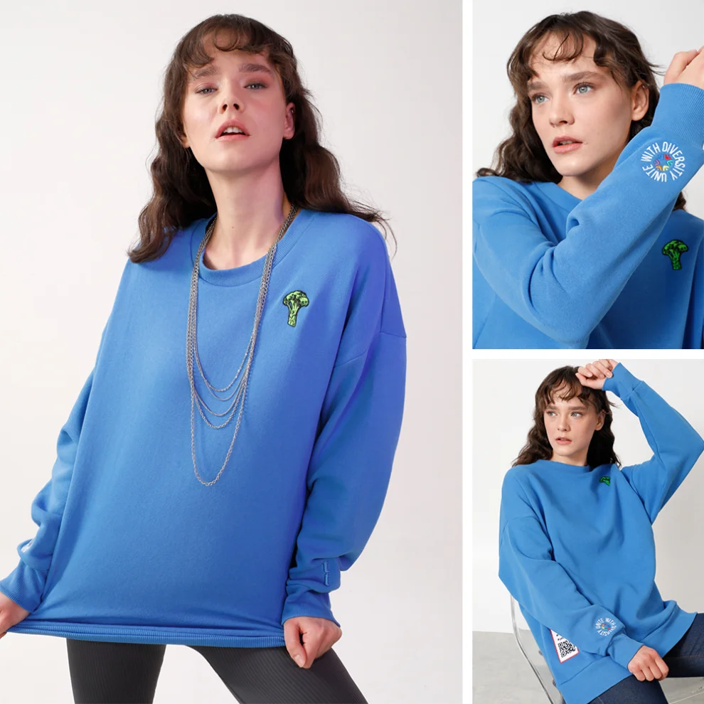 Thinktongue - Hoca Unisex Oversize Nakışlı Baskılı Sweatshirt