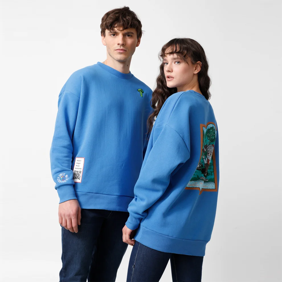 Thinktongue - Hoca Unisex Oversize Nakışlı Baskılı Sweatshirt