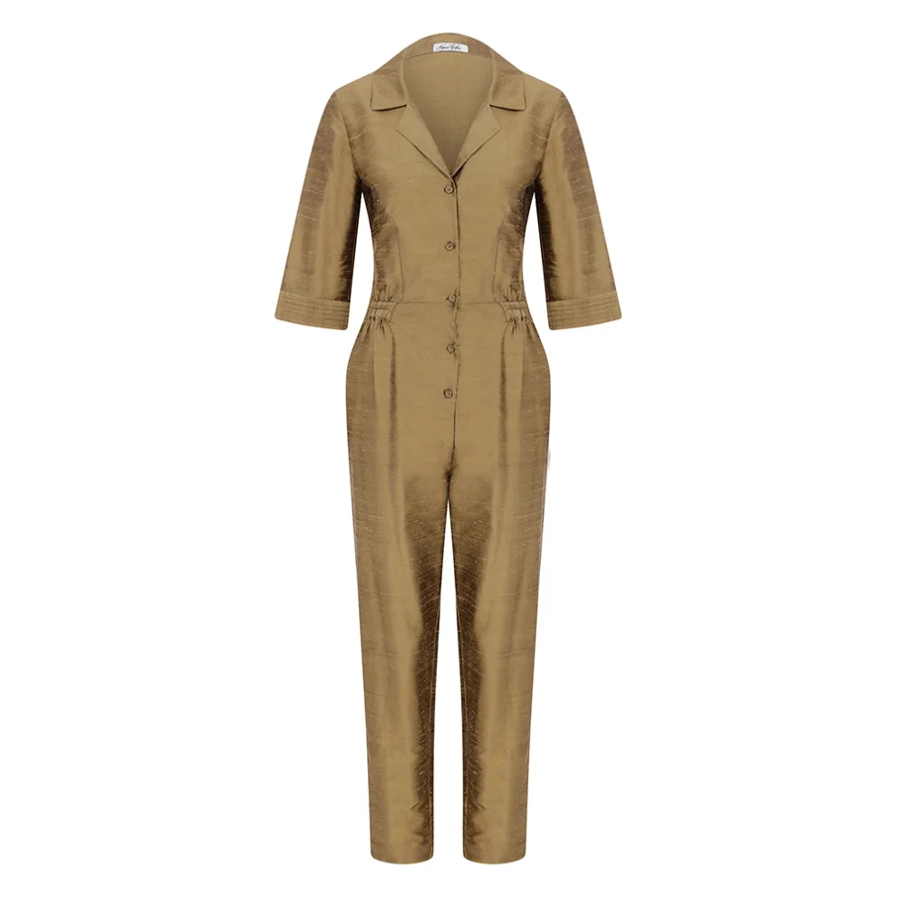 Nazan Çakır - Silk Jumpsuit With Short Sleeve