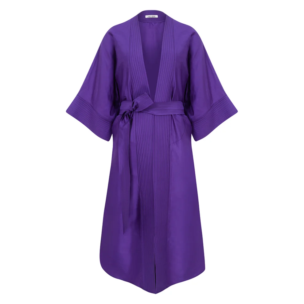 Nazan Çakır - Silk Long Kimono With Belt Detailed