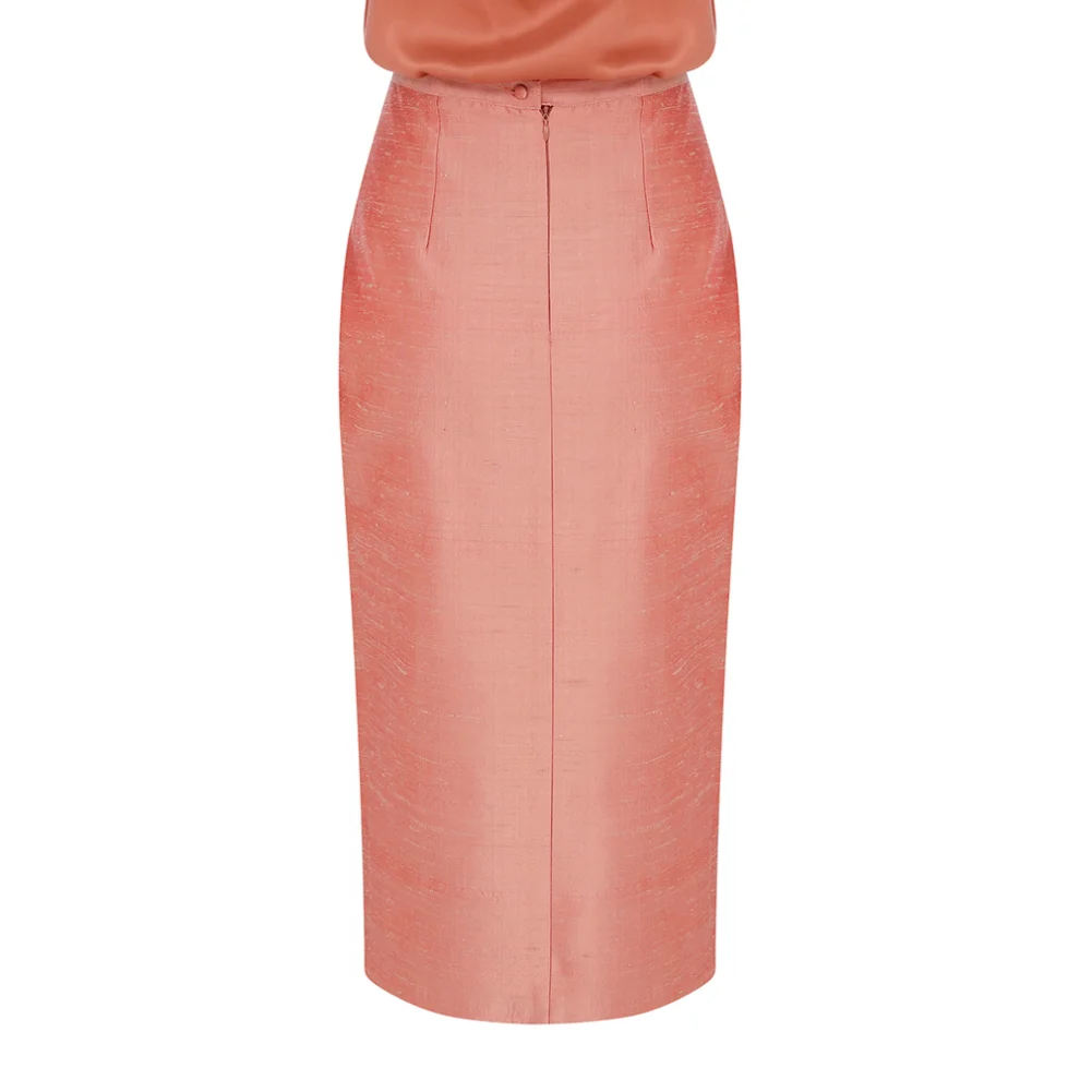 Nazan Çakır - Silk Front Slit Pencil Skirt With Seam Detail