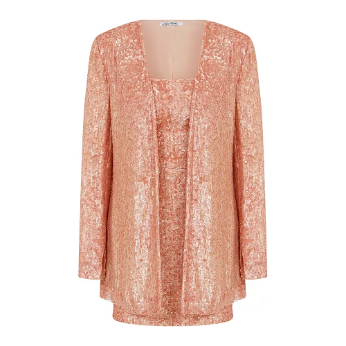 Nazan Çakır - Silk Sequin V-neck Sleeves Slit Jacket