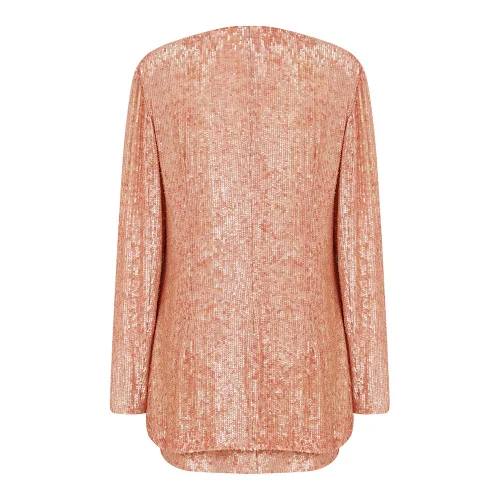 Nazan Çakır - Silk Sequin V-neck Sleeves Slit Jacket