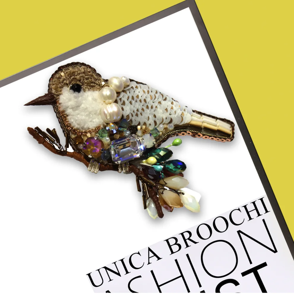 Unica Brooche - Bahar Dalında Kuş Broş