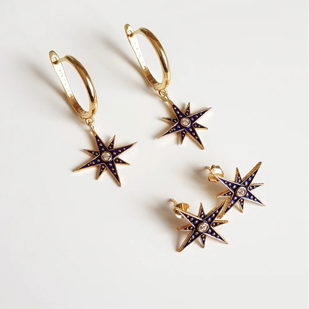 Wish-NU Design&Jewellery - North Star Hoop Enamel Küpe