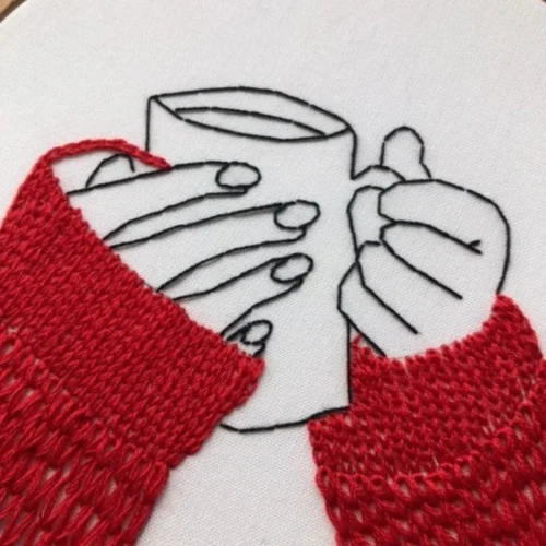 DEAR HOME - Coffee Cup Embroidery Hoop Art