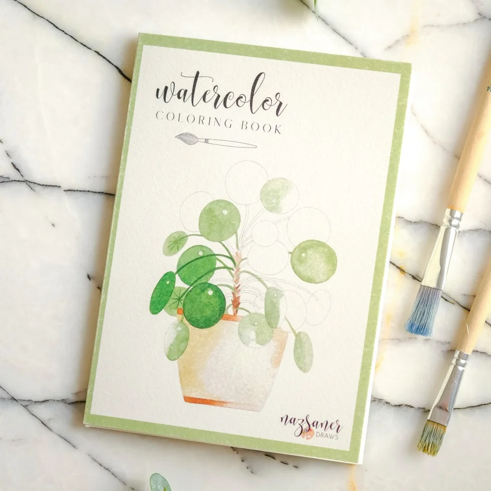 Naz Saner Draws - Watercolor Coloring Book | Botanical