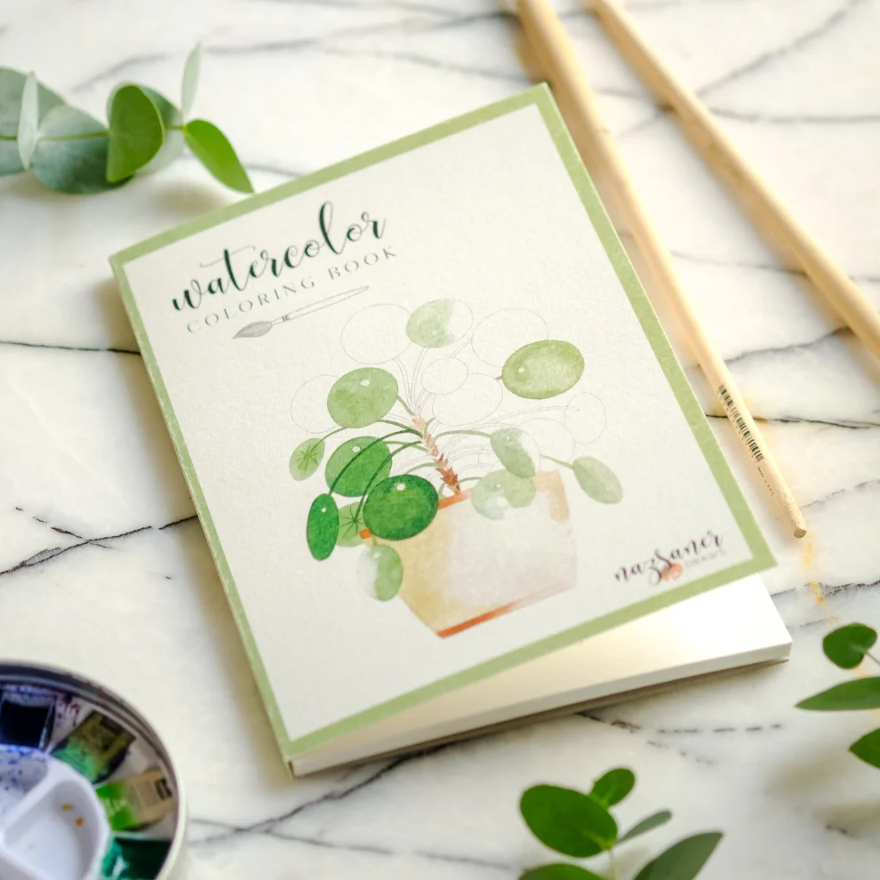 Naz Saner Draws - Watercolor Coloring Book | Botanical