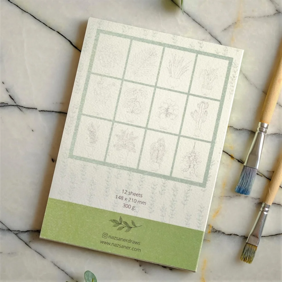 Naz Saner Draws - Watercolor Coloring Book | Botanical