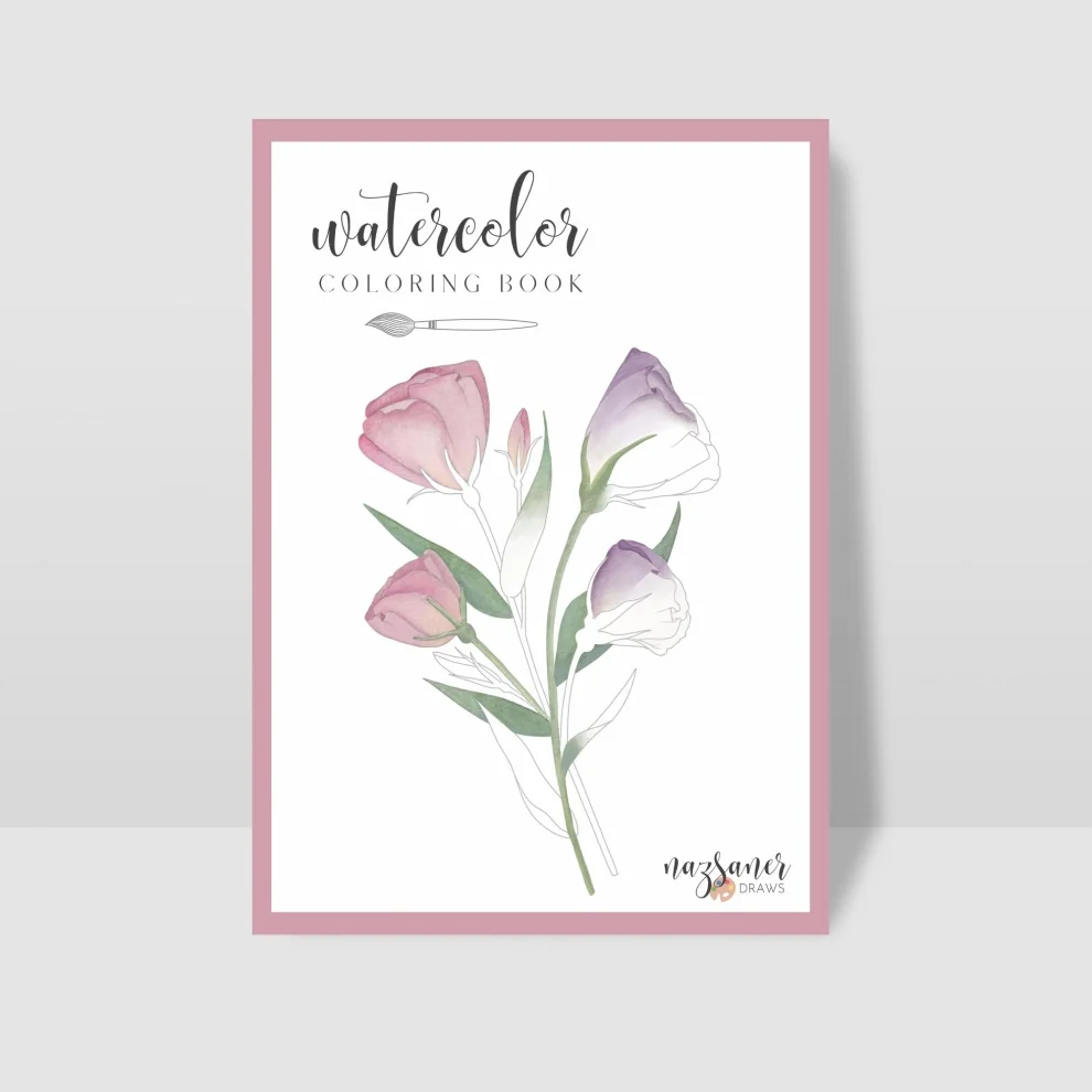 Naz Saner Draws - Watercolor Coloring Book | Floral