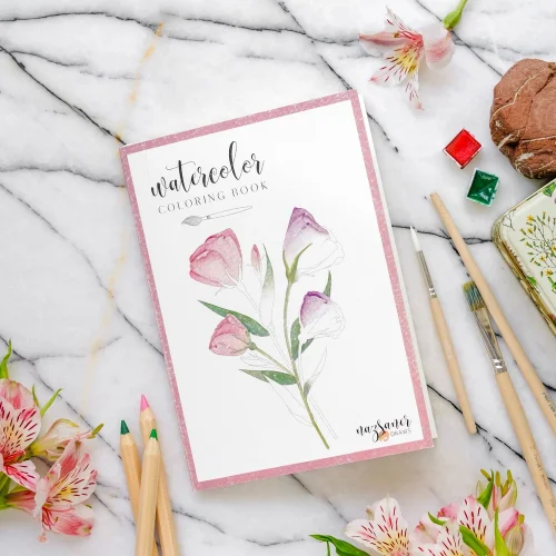 Naz Saner Draws - Watercolor Coloring Book | Floral