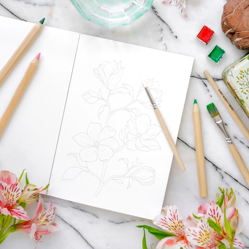 Naz Saner Draws - Watercolor Coloring Book | Floral