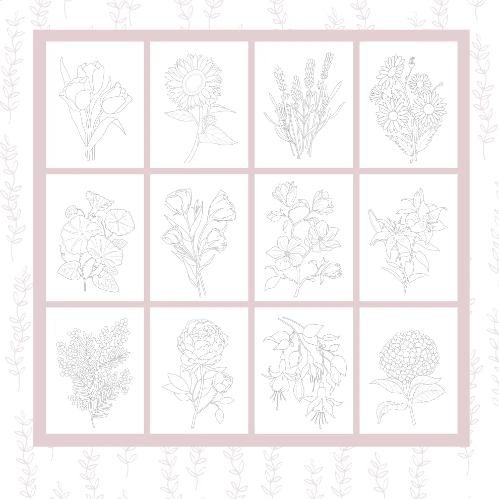 Naz Saner Draws - Watercolor Coloring Book | Floral