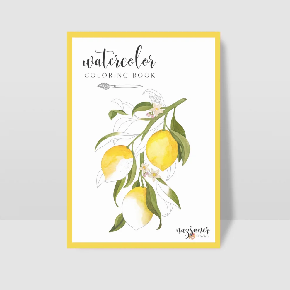 Naz Saner Draws - Watercolor Coloring Book | Fruits