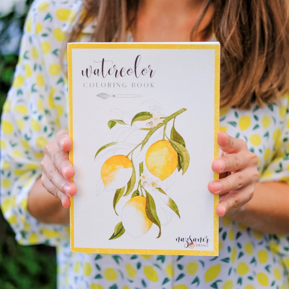 Naz Saner Draws - Watercolor Coloring Book, Fruits