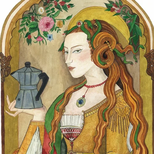 Naz Saner Draws - Maria Maddalena With Mokapot - Art Print