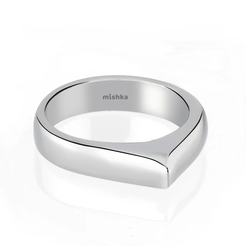 Mishka Jewelry - Simple Edge Köşeli Gümüş Yüzük