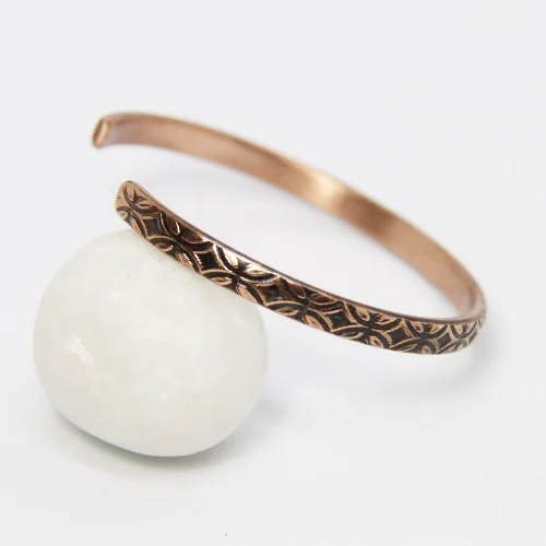 Coho Objet - Tılsım Hadnmade Copper Special Textured Bracelet