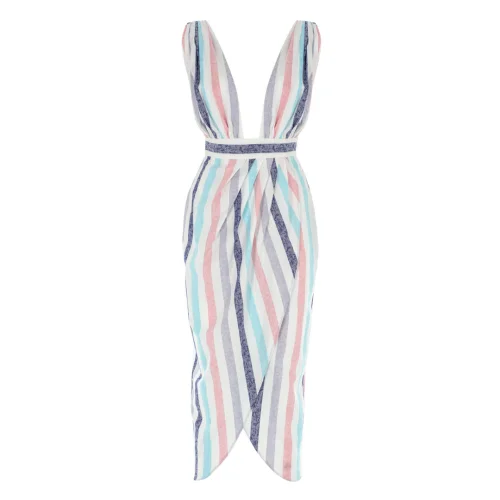 Ayse Bener - Palm - Stripe Wrap-effect Skirt Dress