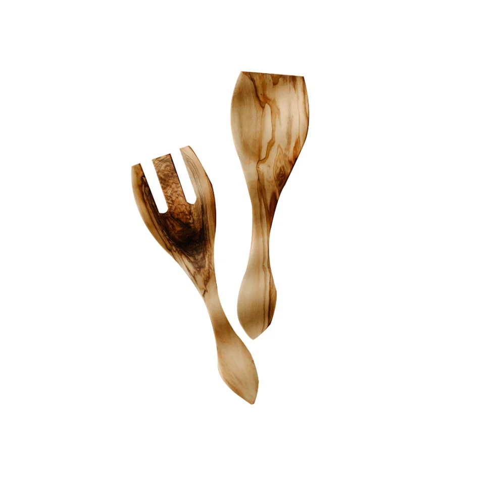 Foze Wooden Handmade Salad Servers hipicon